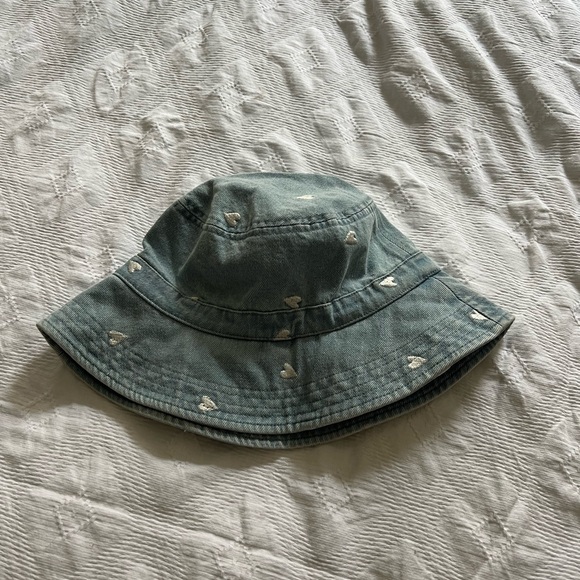 Denim Bucket Hat with Heart Embroidery - Picture 1 of 1